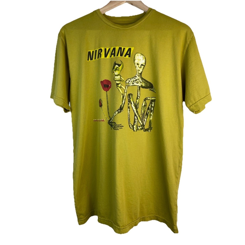 Nirvana Incesticide L Green Short Sleeve Grunge Band T-Shirt